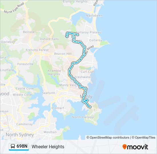 Mapa de 698N de autobús