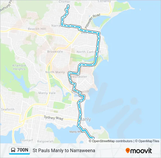 700N Bus Line Map
