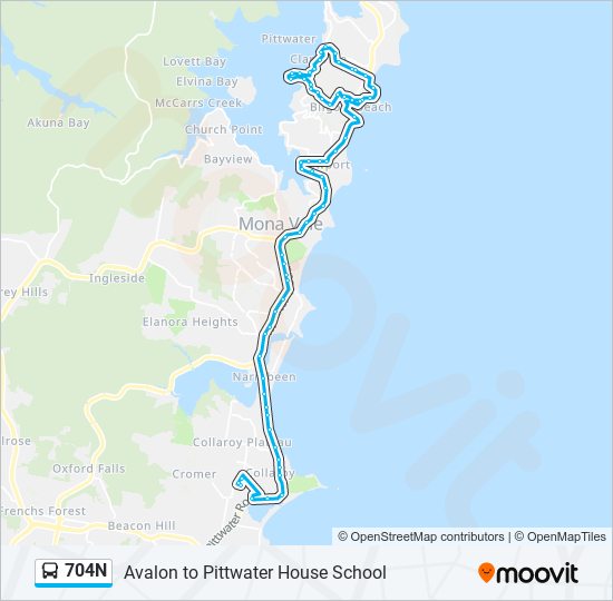 704N bus Line Map