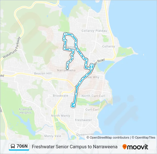 706N Bus Line Map