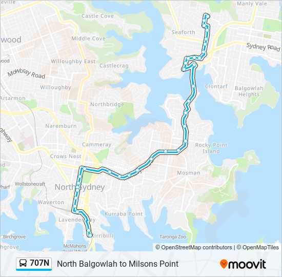 Mapa de 707N de autobús