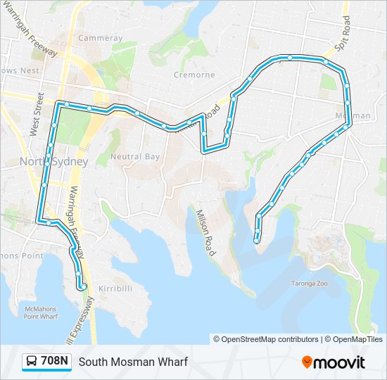 Mapa de 708N de autobús