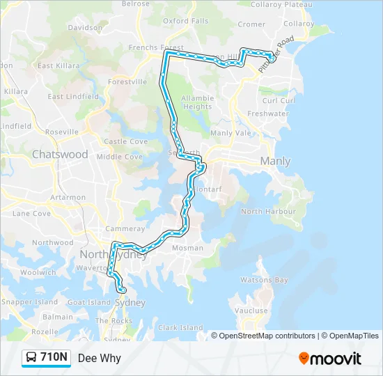 710N Bus Line Map