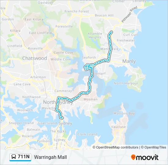 711N Bus Line Map