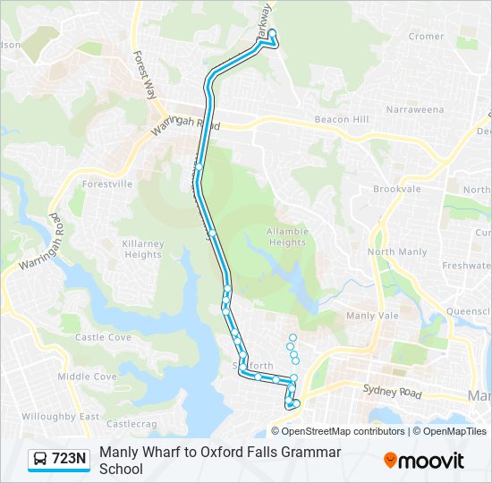 723N bus Line Map