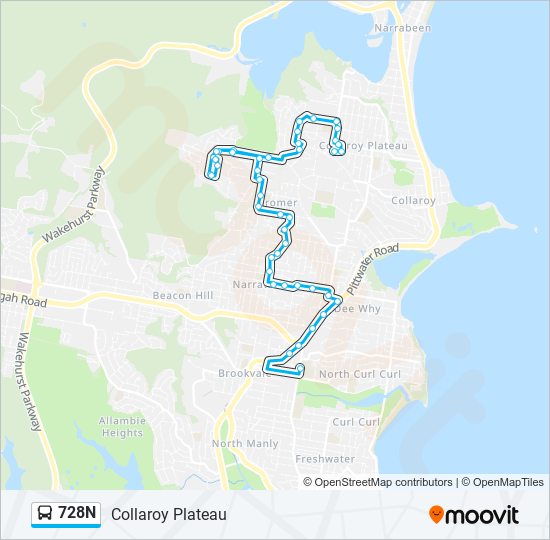 Mapa de 728N de autobús