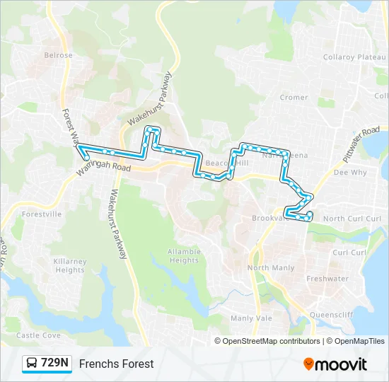 729N Bus Line Map
