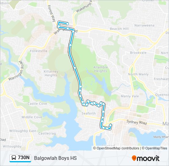 Mapa de 730N de autobús