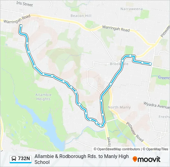 732N Bus Line Map