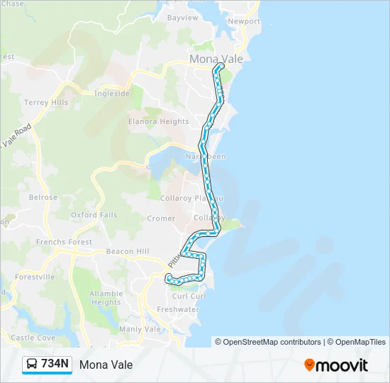 734N Bus Line Map