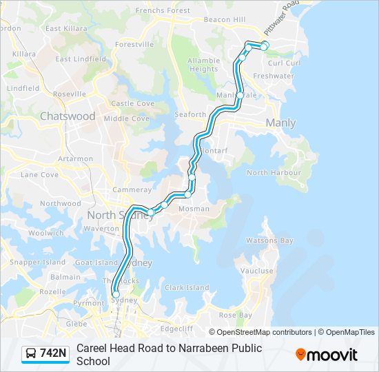 742N bus Line Map