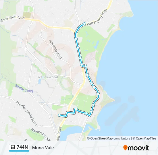 744N Bus Line Map