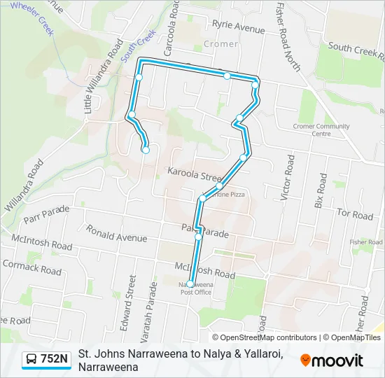 752N Bus Line Map