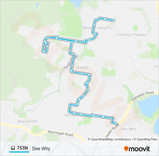 753N Bus Line Map