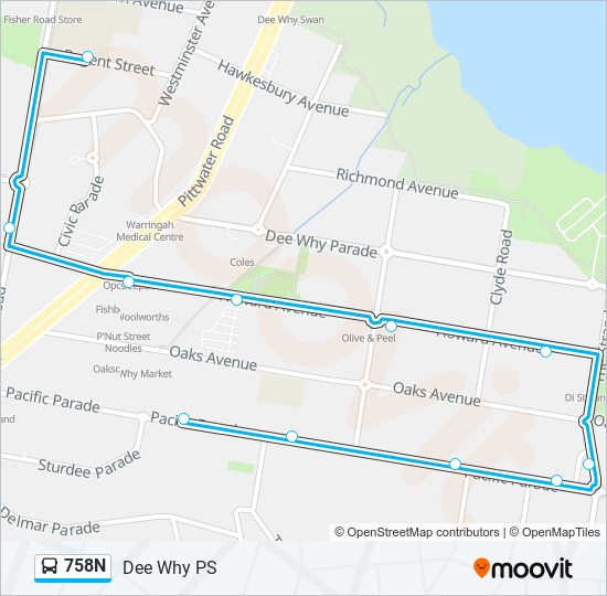 758N bus Line Map