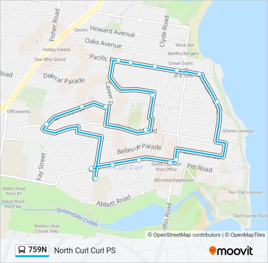 759N bus Line Map