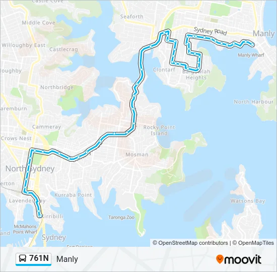 761N Bus Line Map