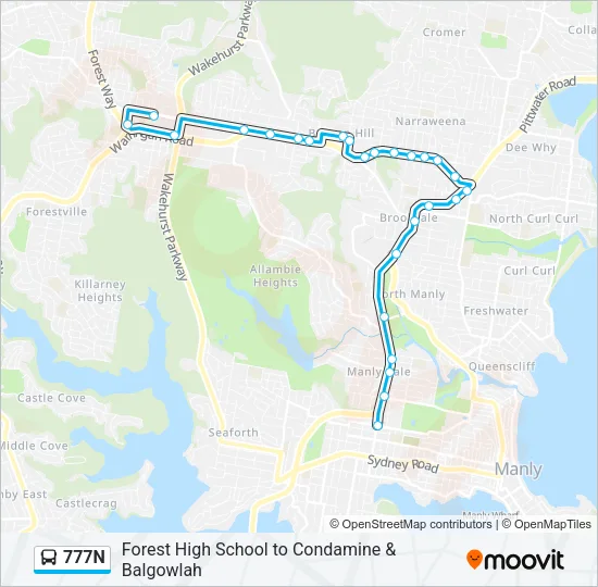 777N Bus Line Map