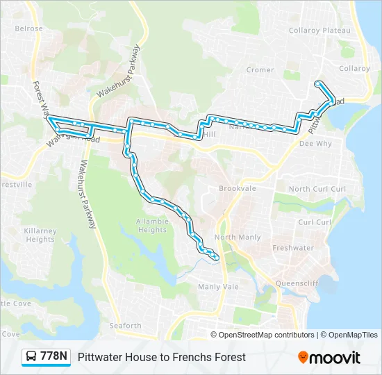 778N Bus Line Map