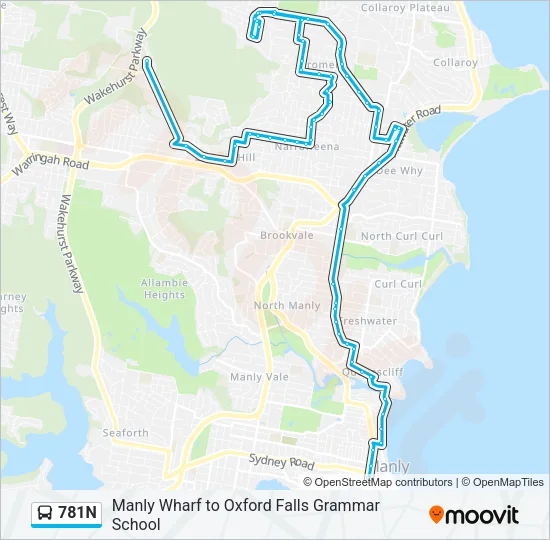 781N Bus Line Map