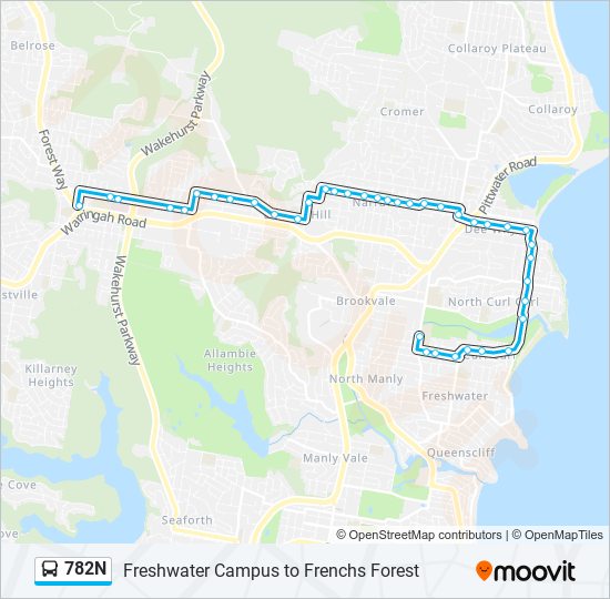 Mapa de 782N de autobús