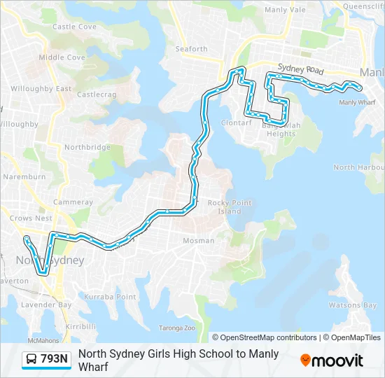 793N Bus Line Map