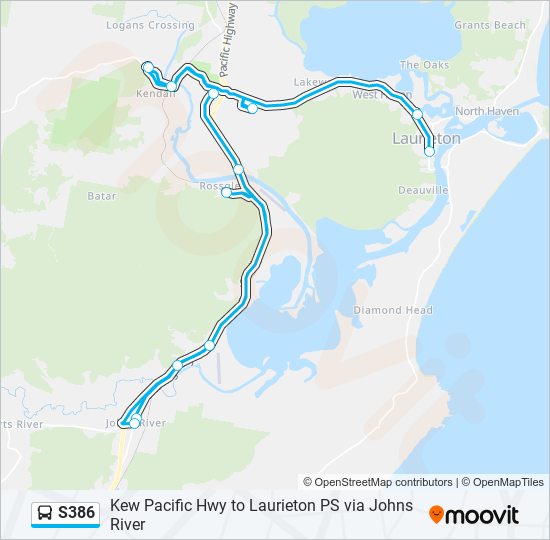 Mapa de S386 de autobús