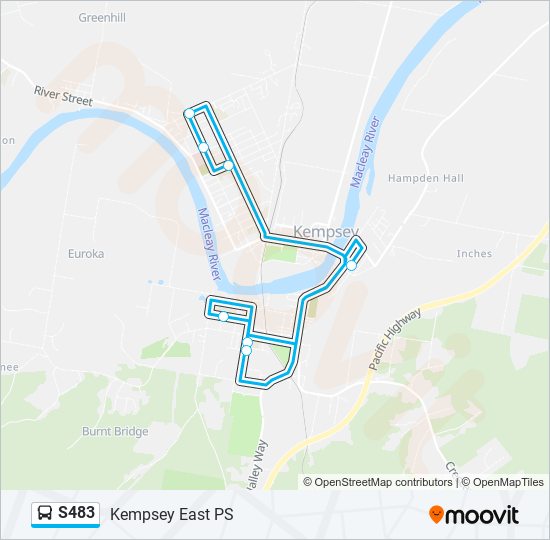 Mapa de S483 de autobús