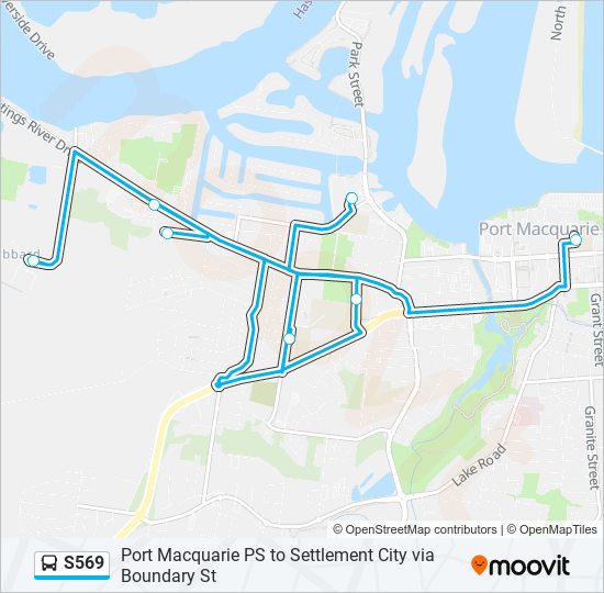 Mapa de S569 de autobús