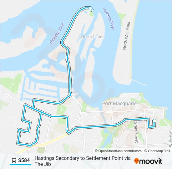 S584 Bus Line Map