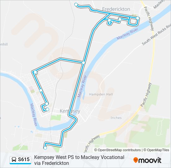 Mapa de S615 de autobús