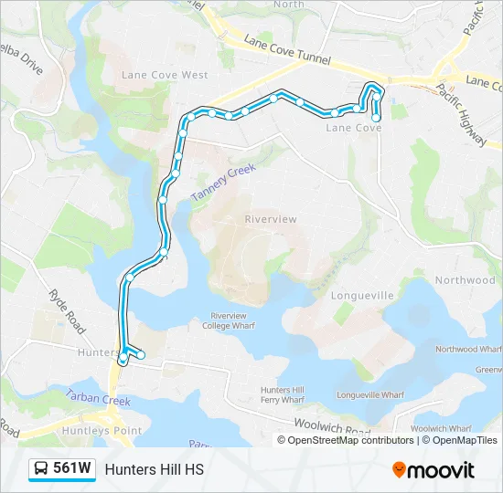 561W Bus Line Map