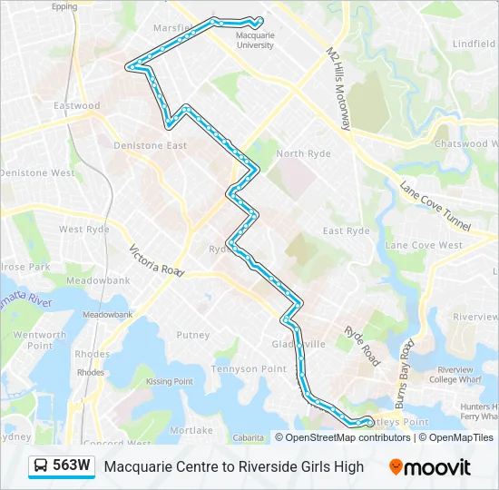 563W Bus Line Map