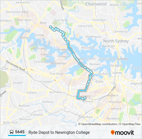 564S Bus Line Map