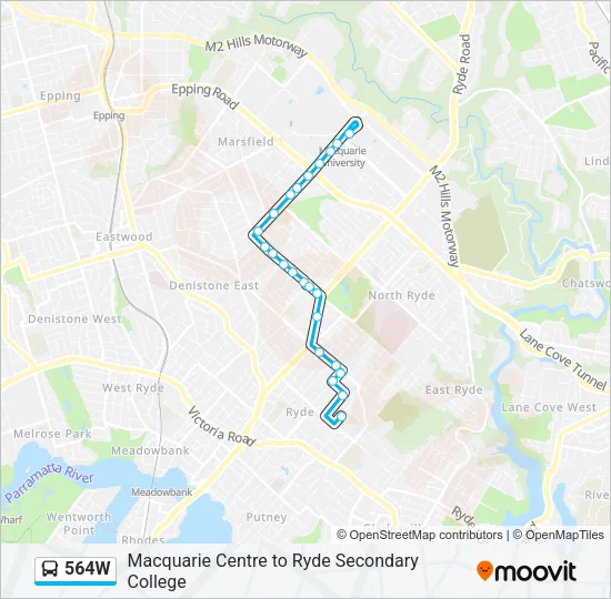 564W Bus Line Map