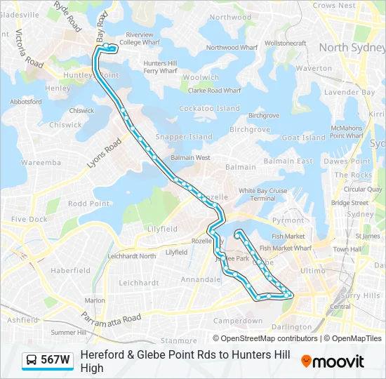 567W Bus Line Map