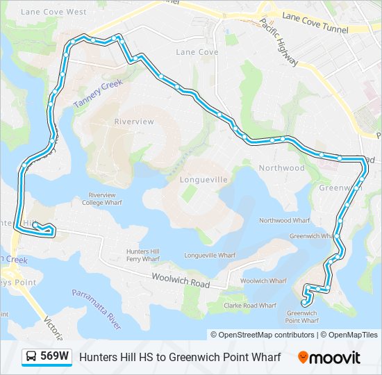 Mapa de 569W de autobús