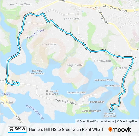 569W Bus Line Map