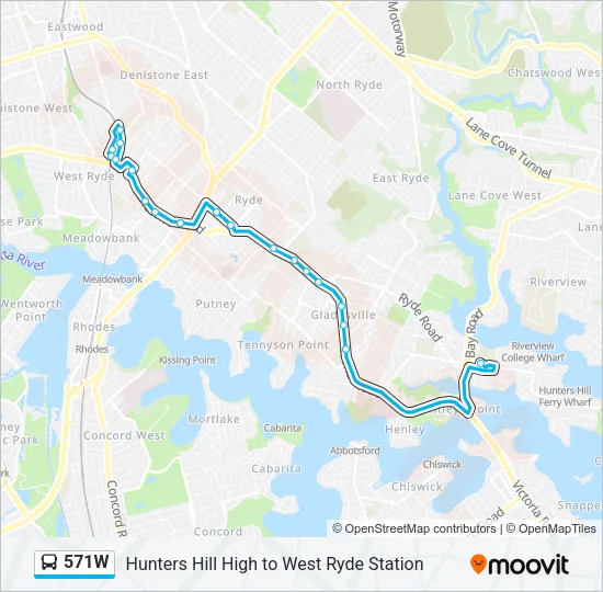 571W Bus Line Map