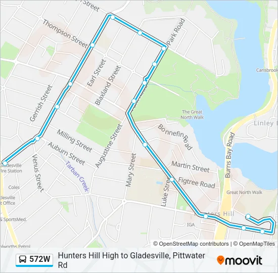 Mapa de 572W de autobús