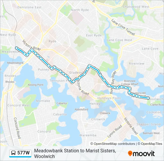577W Bus Line Map