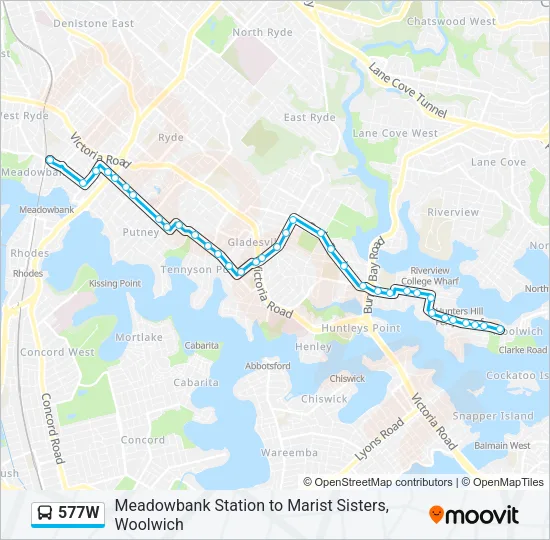 577W Bus Line Map