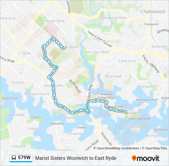 579W Bus Line Map