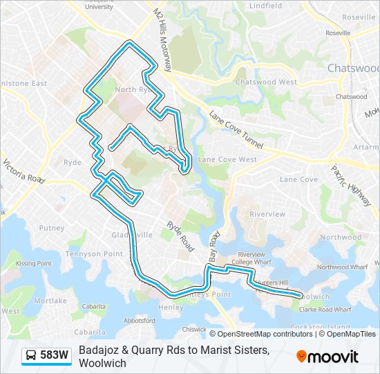 583W bus Line Map