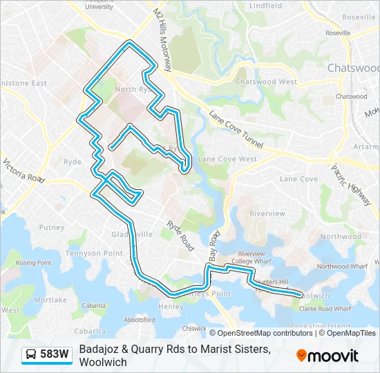 583W Bus Line Map