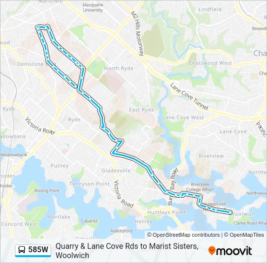 585W Bus Line Map