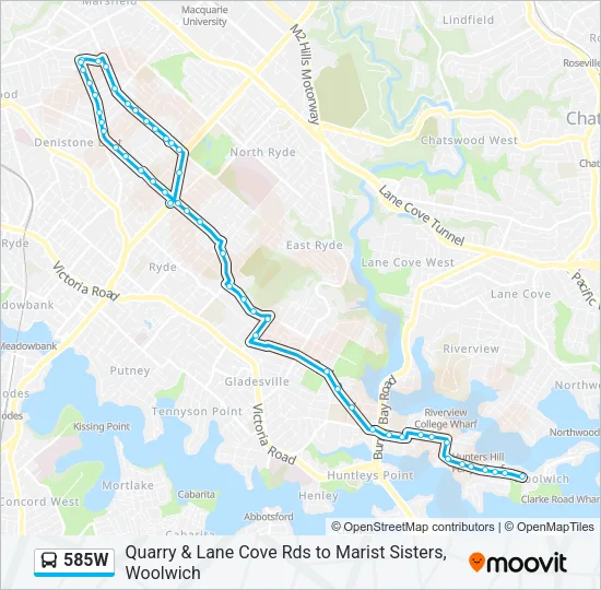 585W Bus Line Map