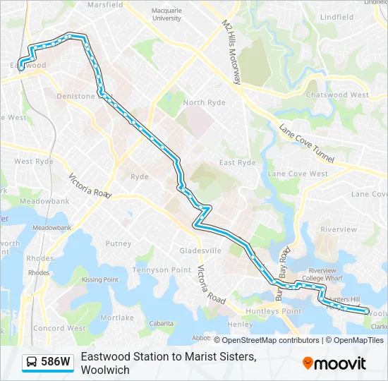 586W Bus Line Map