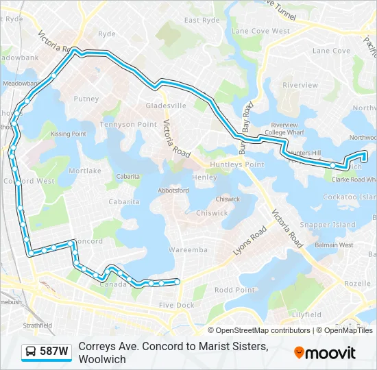 587W Bus Line Map