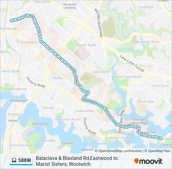 588W Bus Line Map